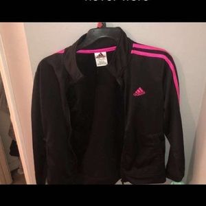 black and pink kids adidas jacket